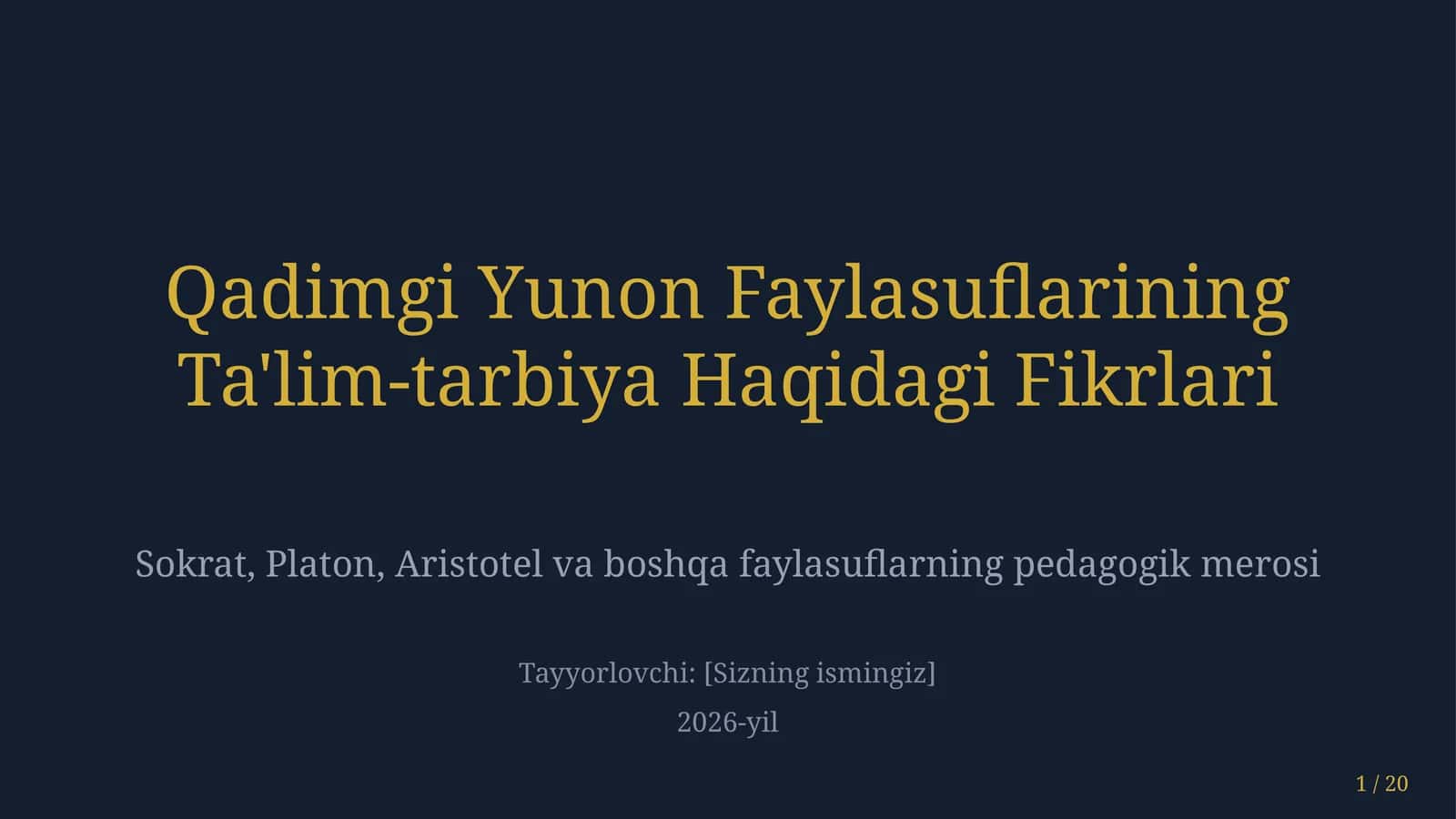 Qadimgi yunon faylasuflarining taʼlim-tarbiya haqidagi fikrlari