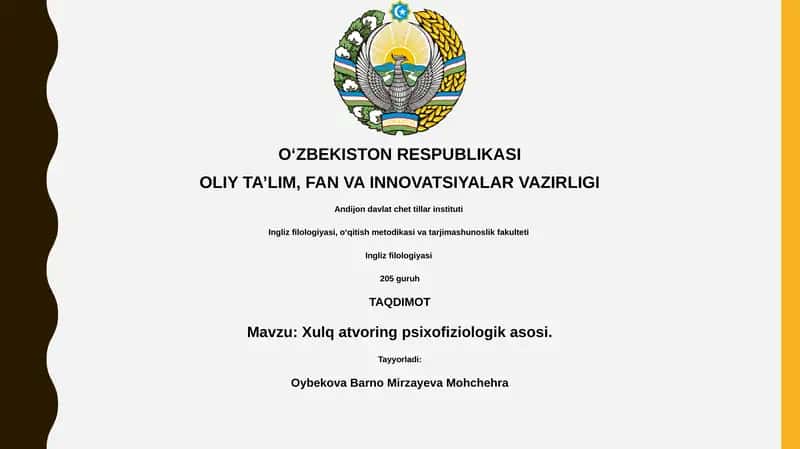 Xulq atvoring psixofiziologik asosi