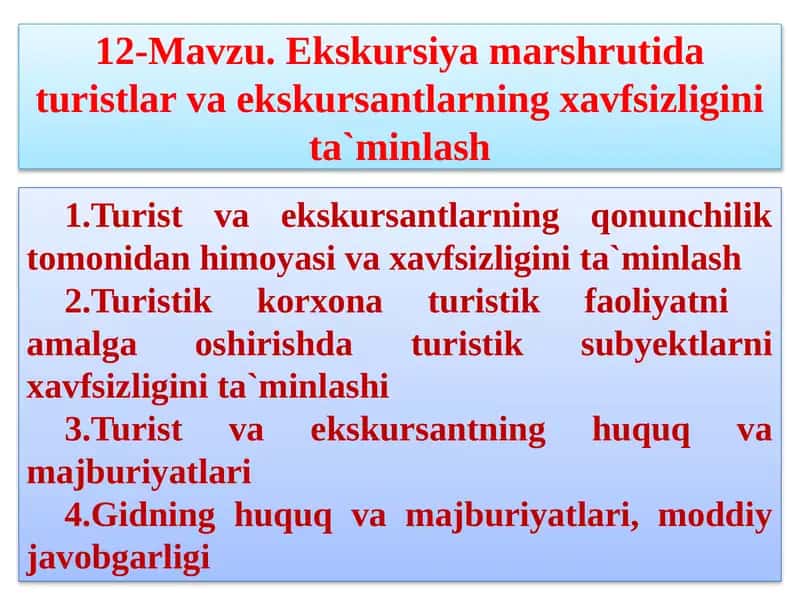 Turizm sohasida xavfsizlik