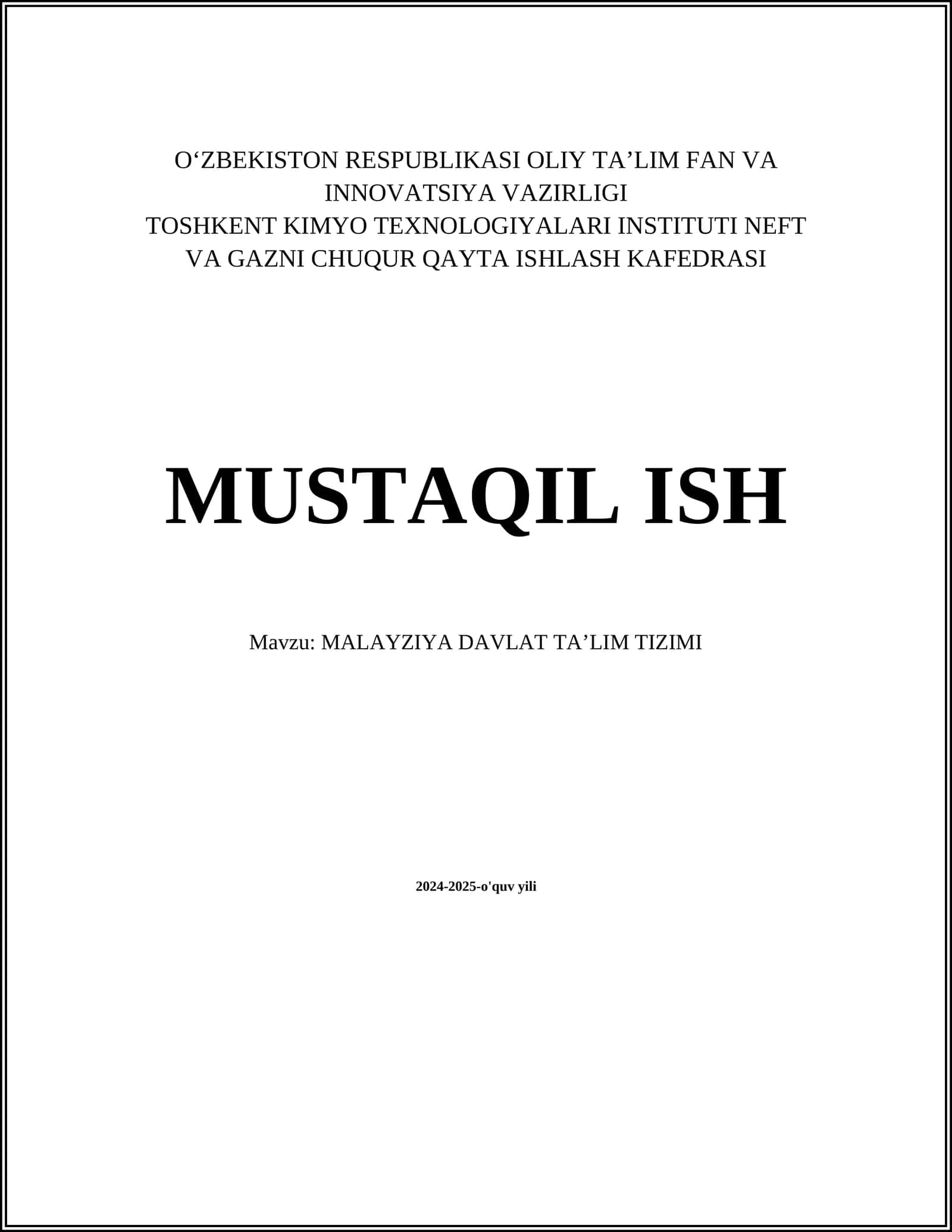 Malayziya Davlat Ta’lim Tizimi