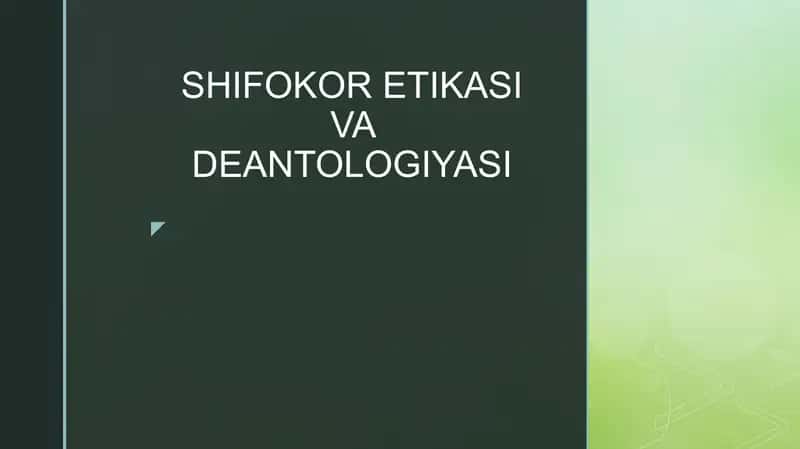 Shifokor Etikasi va Deontologiyasi