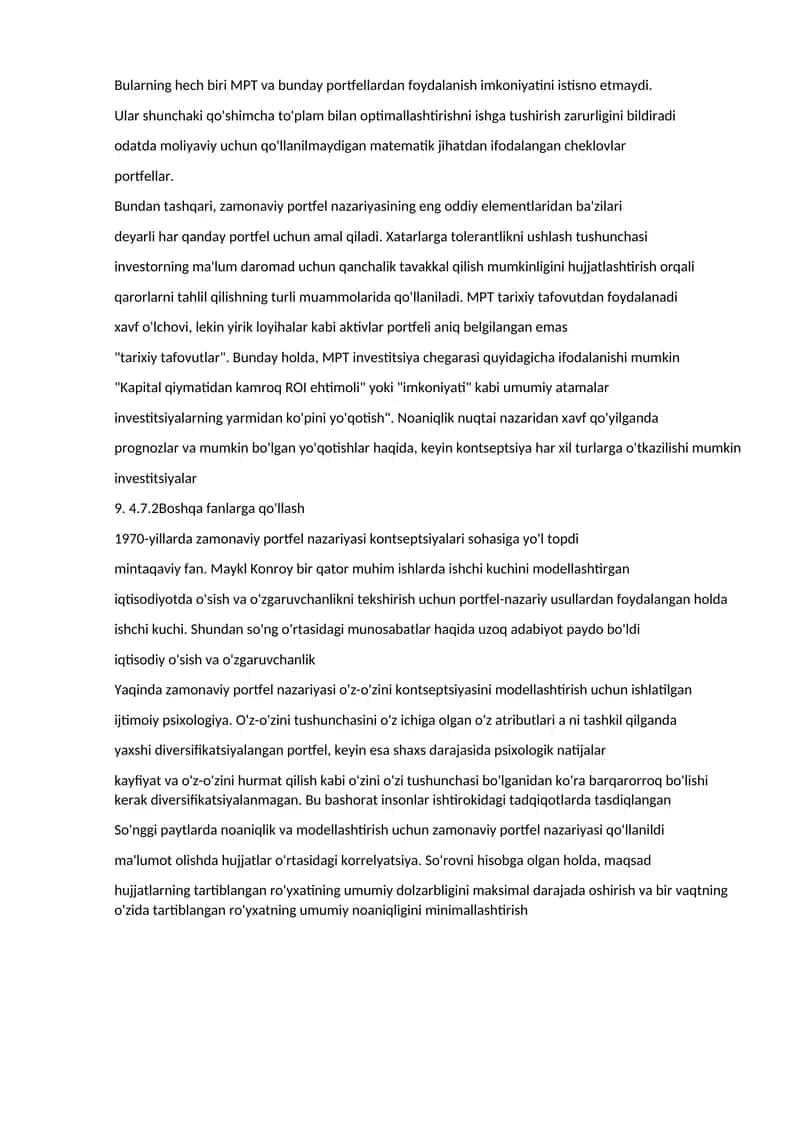 Zamonaviy portfel nazariyasi