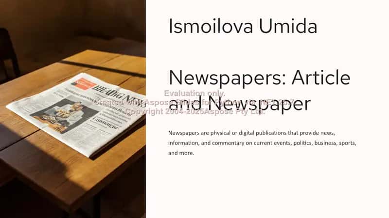 Newspapers: Article and Newspaper