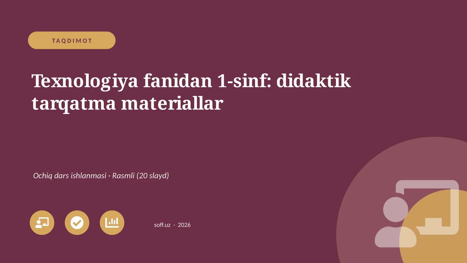 Texnologiya fanidan 1-sinf: didaktik tarqatma materiallar