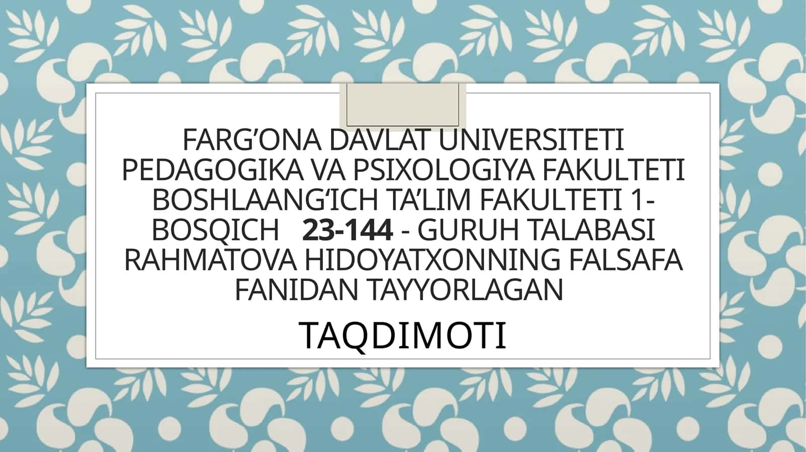 Qadimgi sharqda asotiriy tasavvurlar va falsafiy bilimlarning paydo bo‘lishi
