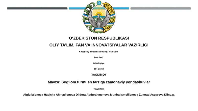 Sogʻlom turmush tarziga zamonaviy yondashuvlar