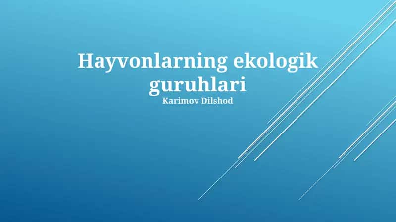 Hayvonlarning ekologik guruhlari