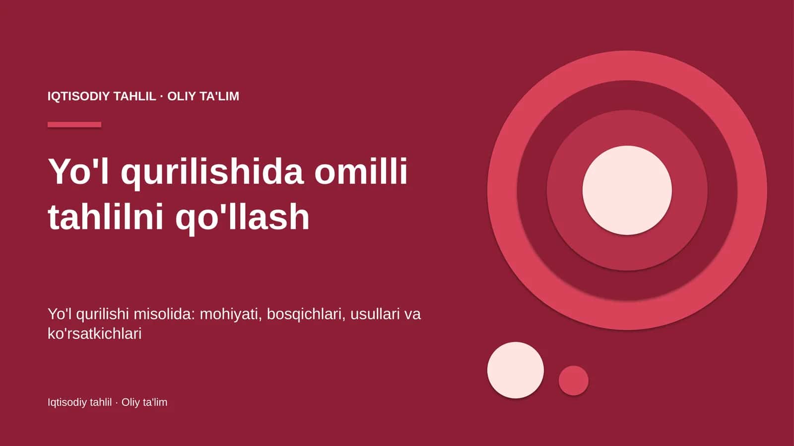 Yo'l qurilishida omilli tahlilni qo'llash