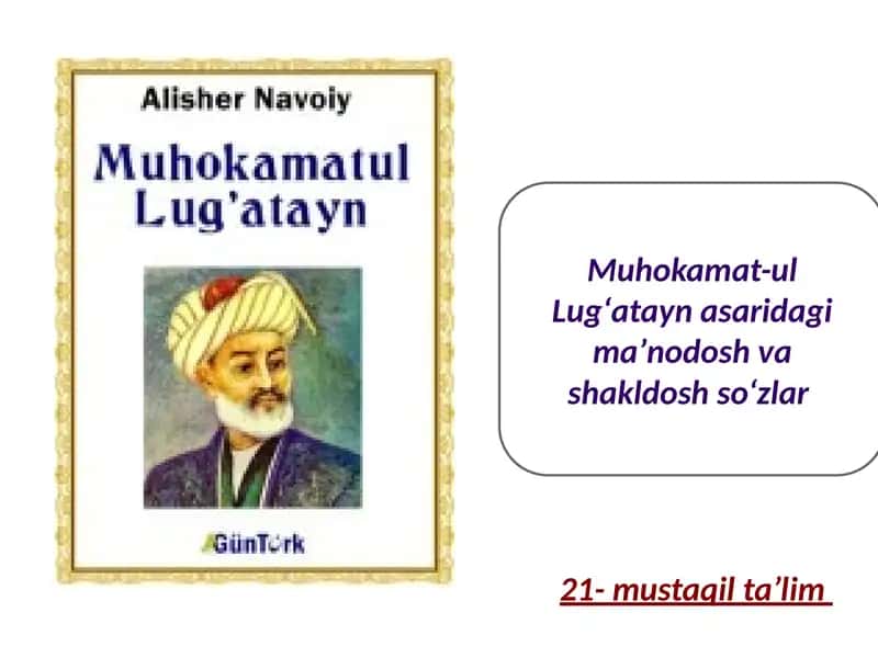 Muhokamat-ul Lugʻataynasaridagimaʼnodoshvashakldoshsoʻzlar