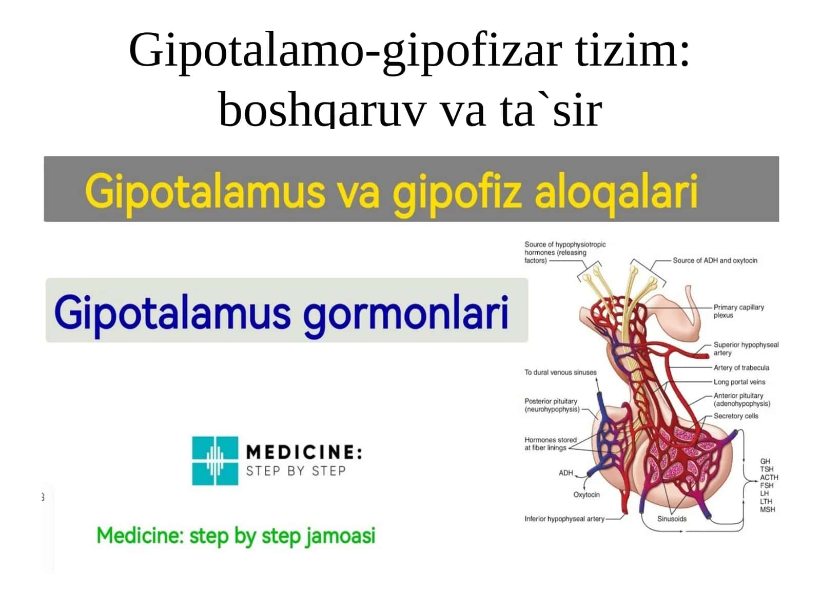 Gipotalamo-gipofizartizim:boshqaruvvata`sir