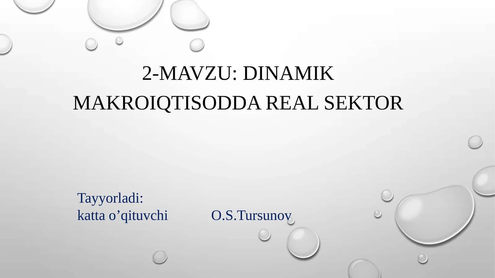 Dinamik makroiqtisoda real sektor