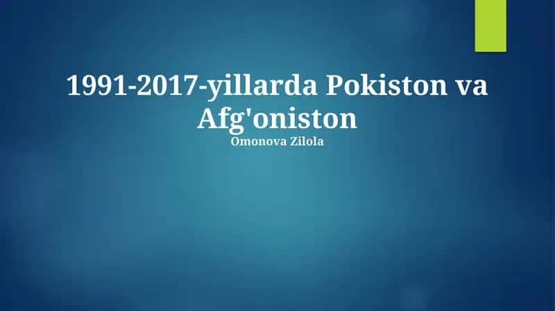 Pokiston va Afg'oniston Omonova Zilola