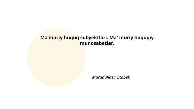 Ma'muriy huquq subyektlari