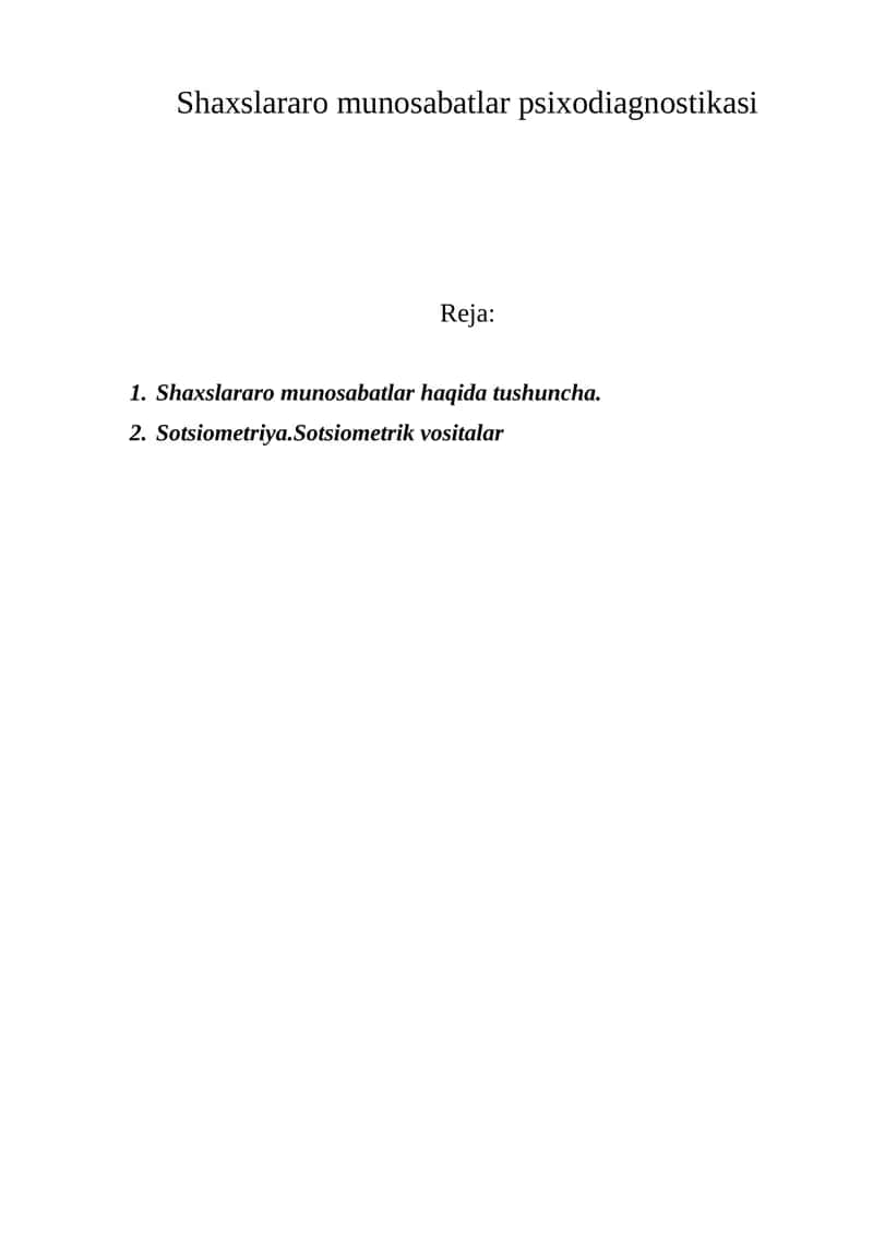 Shaxslararo munosabatlar psixodiagnostikasi