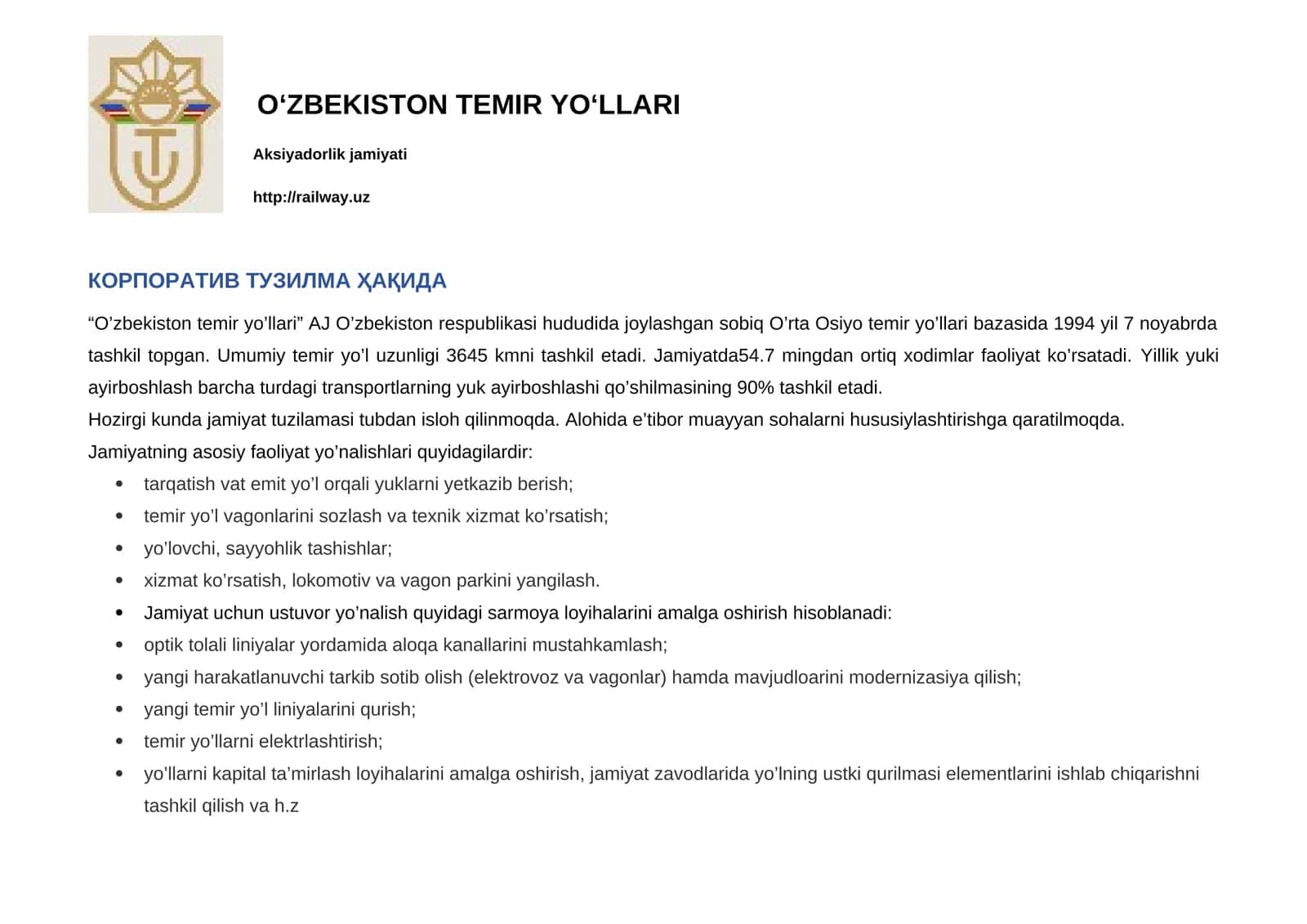 KORPORATIV TUZILMA HAQIDA