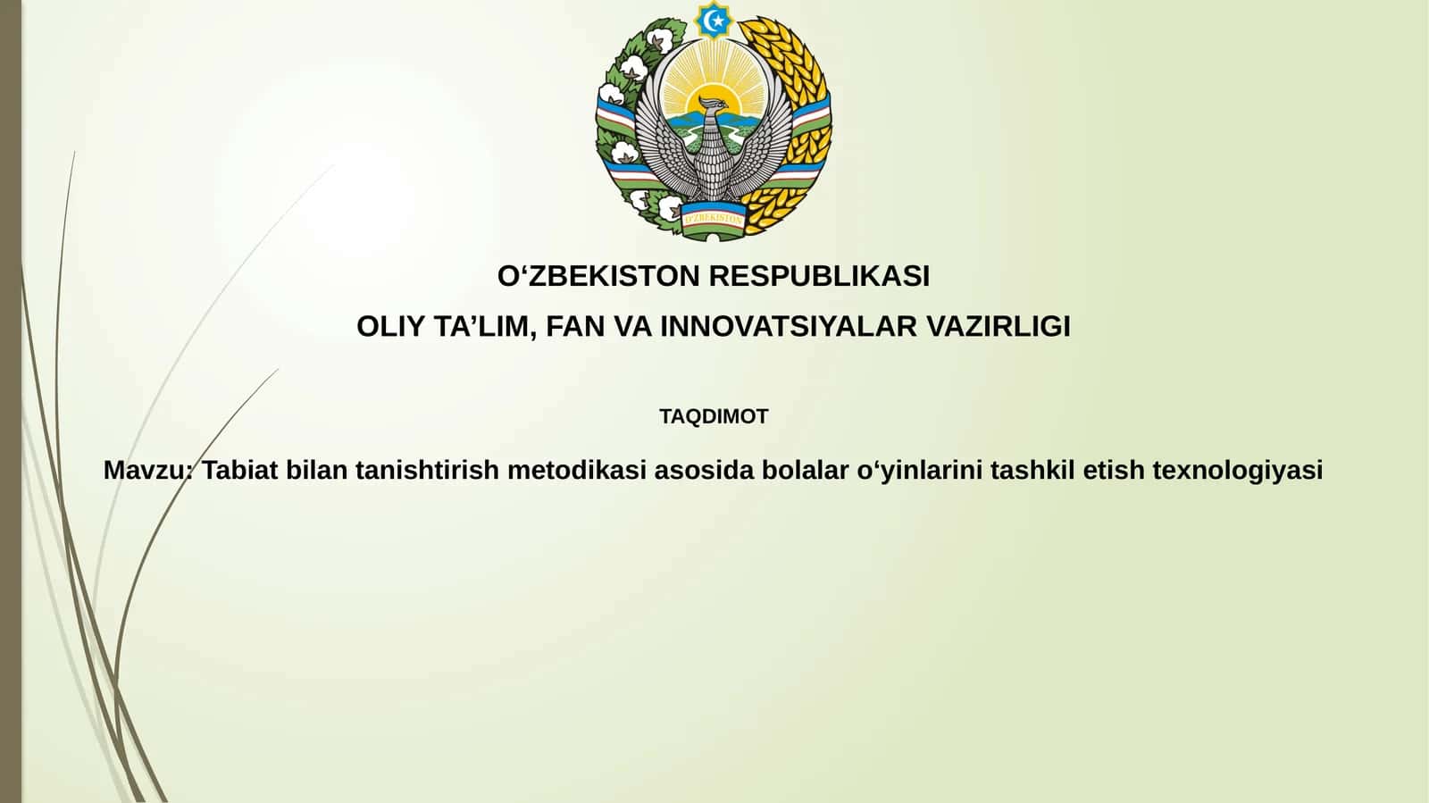 Tabiat bilan tanishtirish metodikasiga asosida bolalar o'yinlarini tashkil etish texnologiyasi