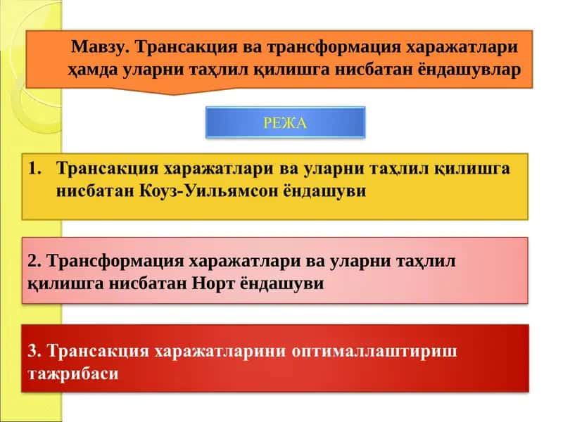Трансакция ва трансформация ҳаражатлари