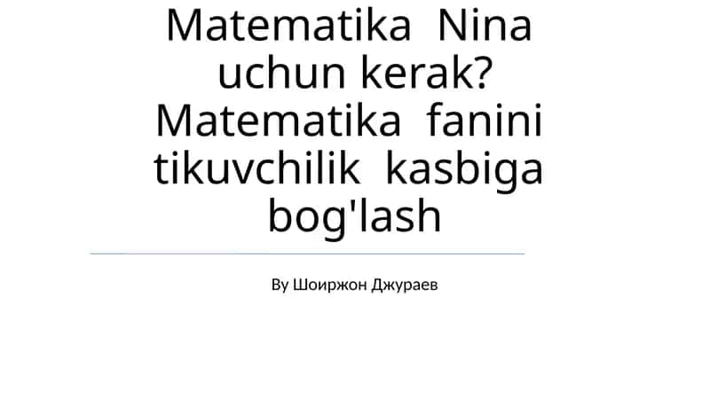 Matematika Nina uchun kerak? Matematika fanini tikuvchilik kasbiga bog'lash