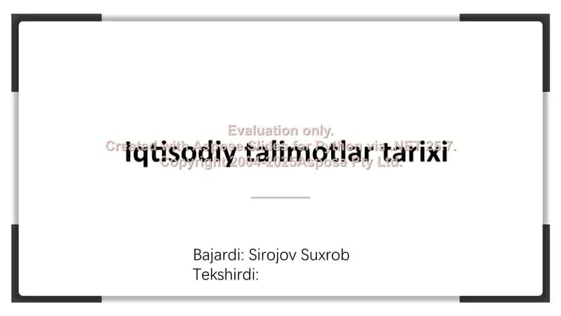 Iqtisodiy talimotlar tarixi