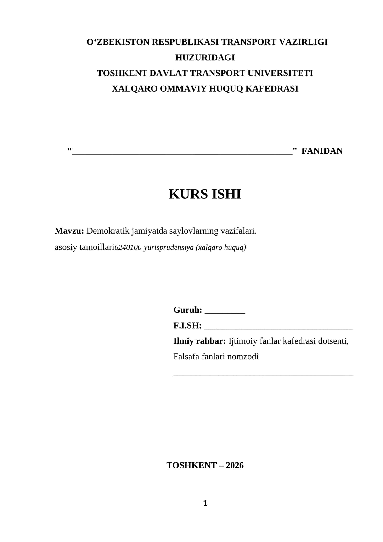 Demokratik jamiyatdagi saylovlarning vazifalari