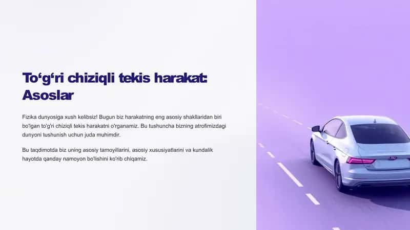 To‘g‘ri chiziqli tekis harakat: Asoslar