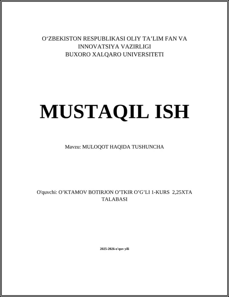 Muloqot Haqida Tushuncha