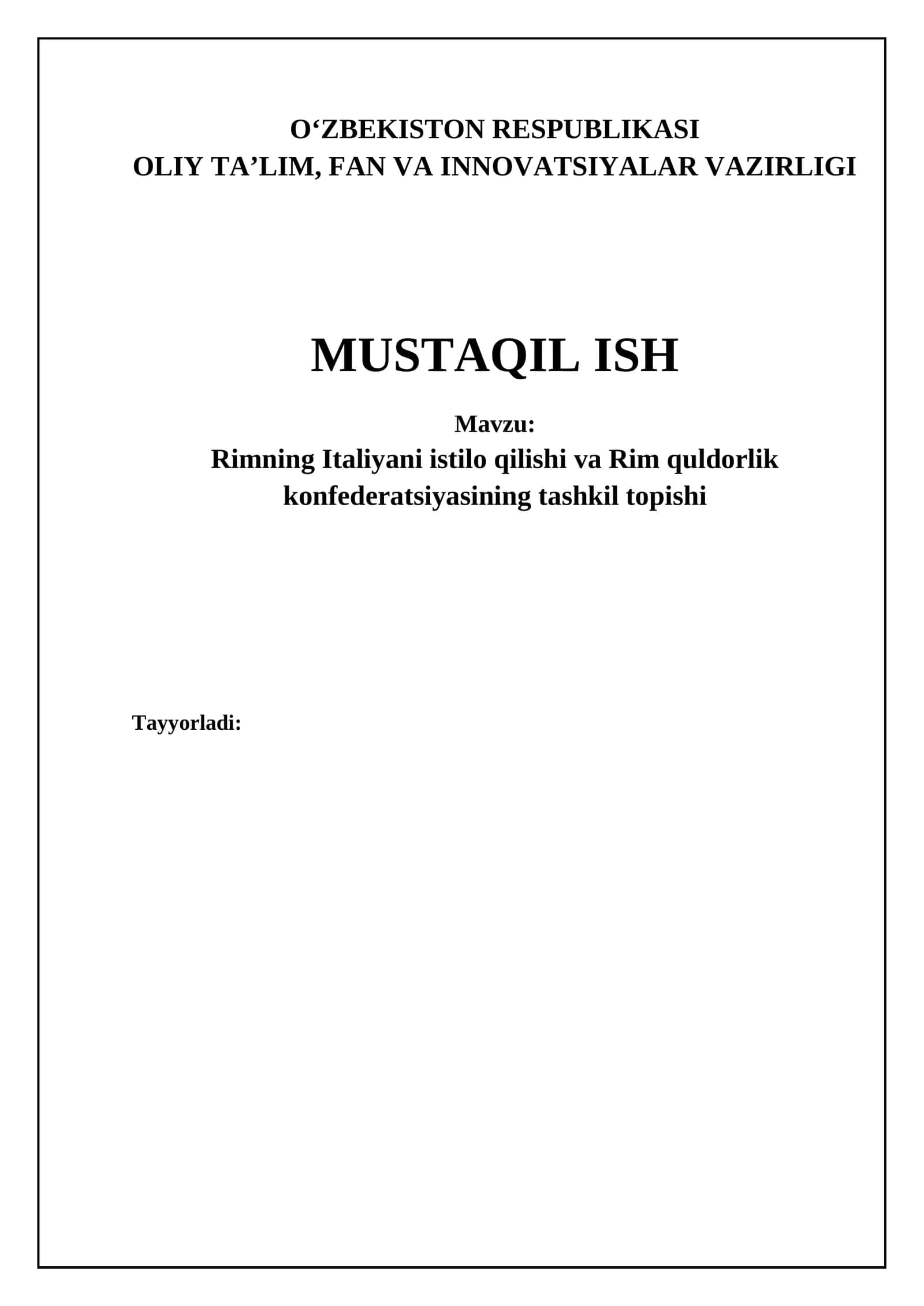 Rimning Italiyani istilo qilishi va Rim quldorlik konfederatsiyasining tashkil topishi