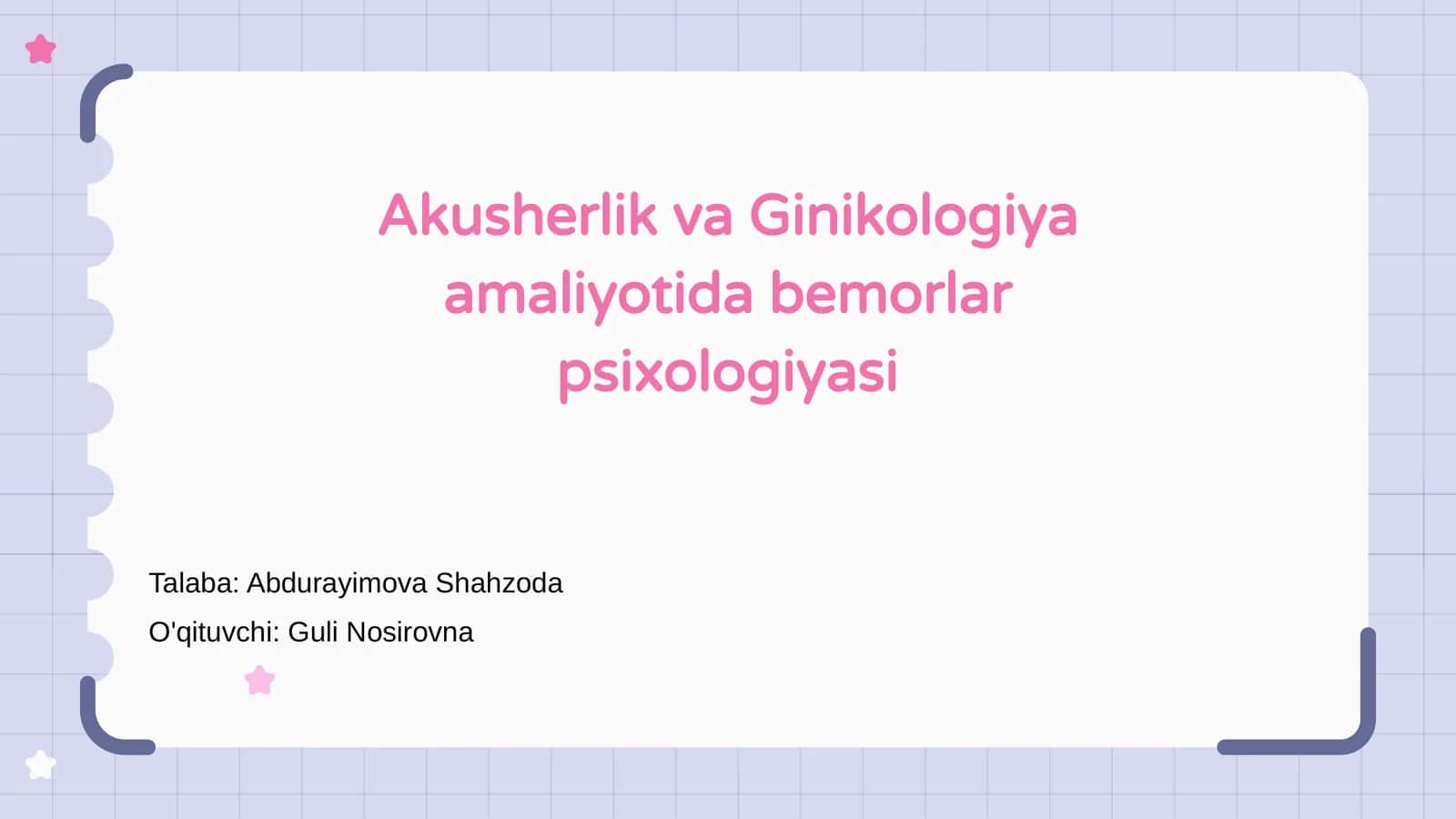 Akusherlik va Ginekologiyada Psixologik Nazariyalar
