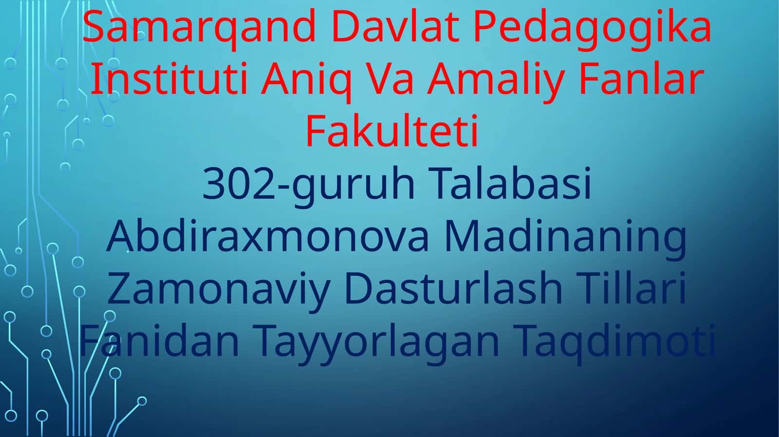 Zamonaviy Dasturlash Tillari