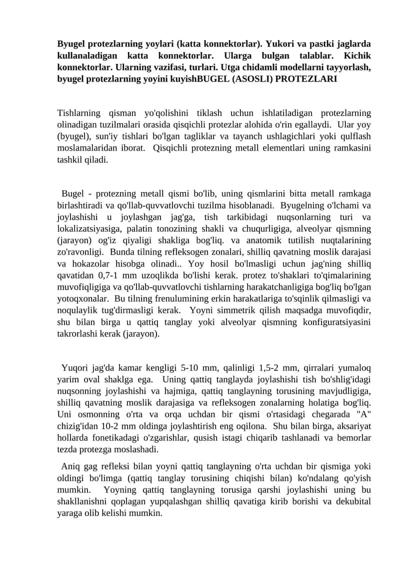 BUGEL (ASOSLI) PROTEZLARI