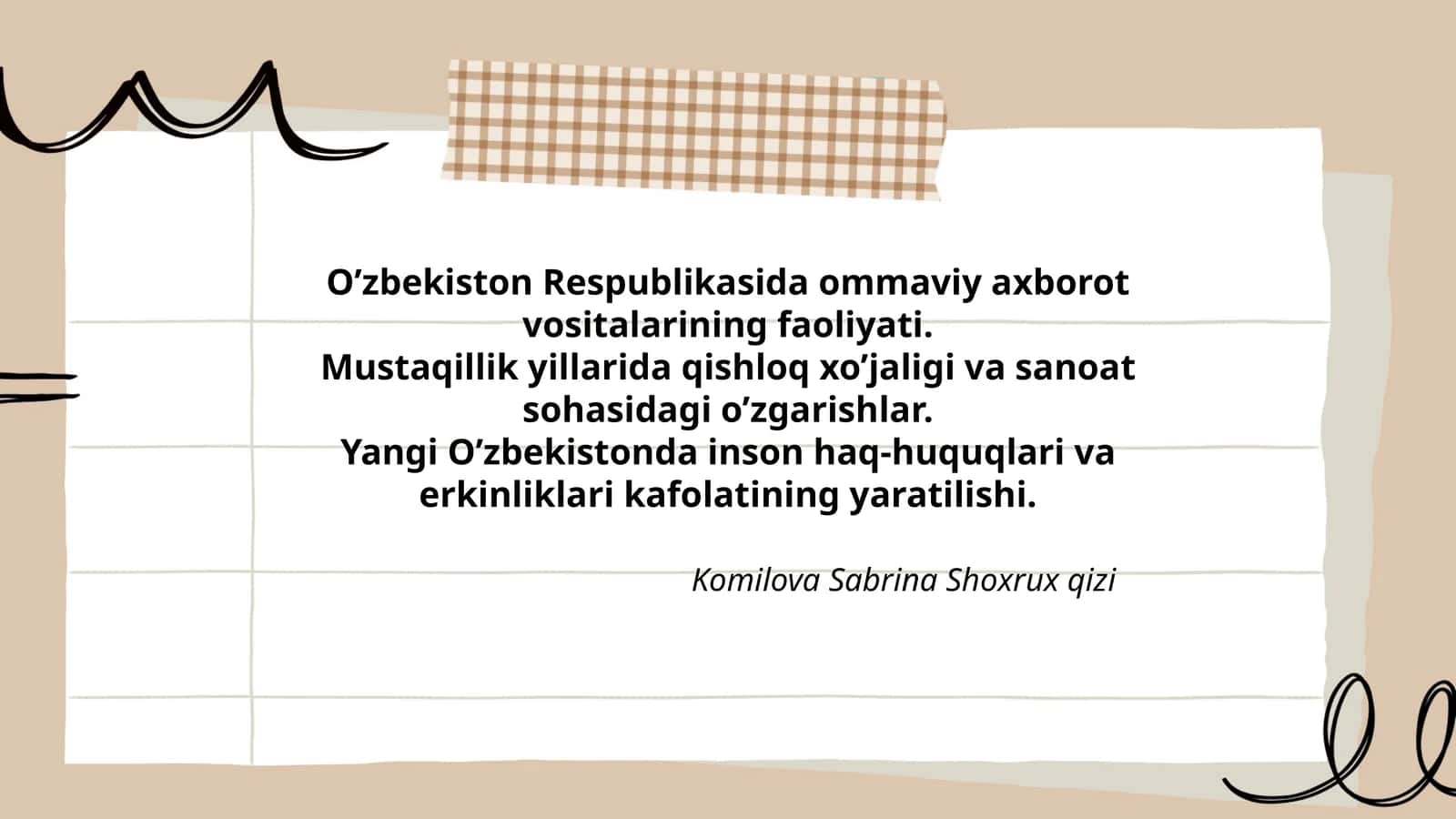 Komilova Sabrina Shoxrux qizi