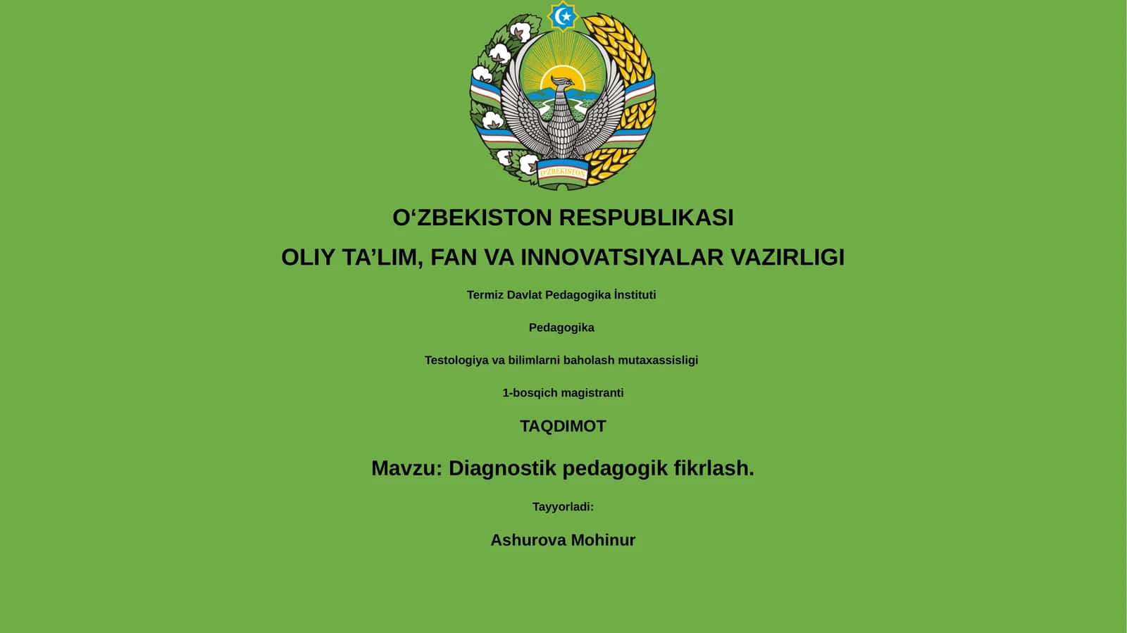 Diagnostik pedagogik fikrlash