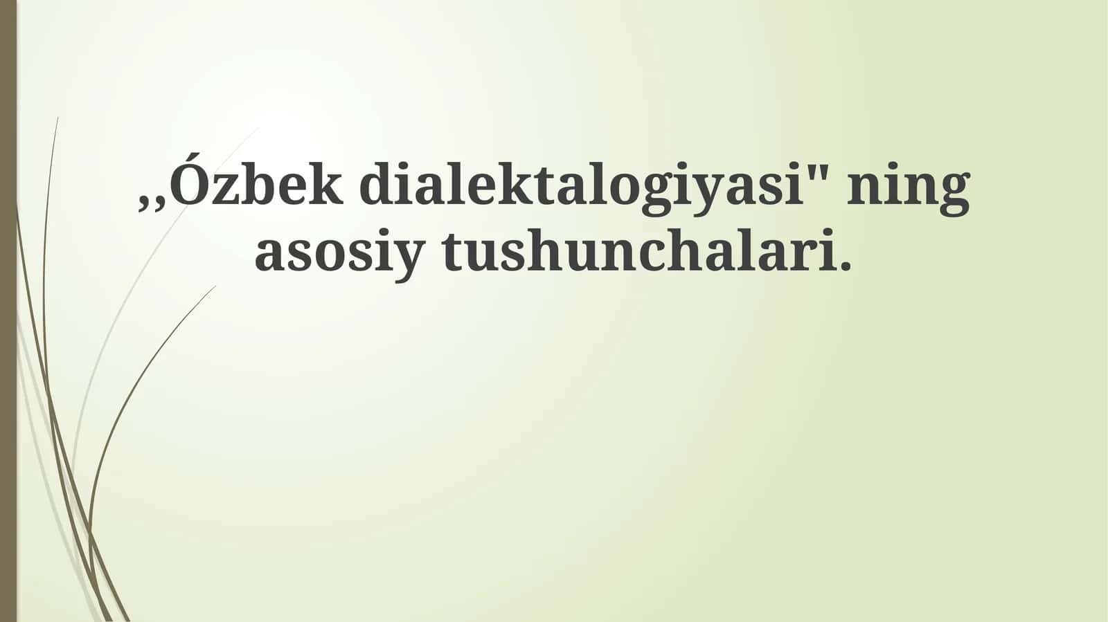 Ózbekdialektalogiyasi