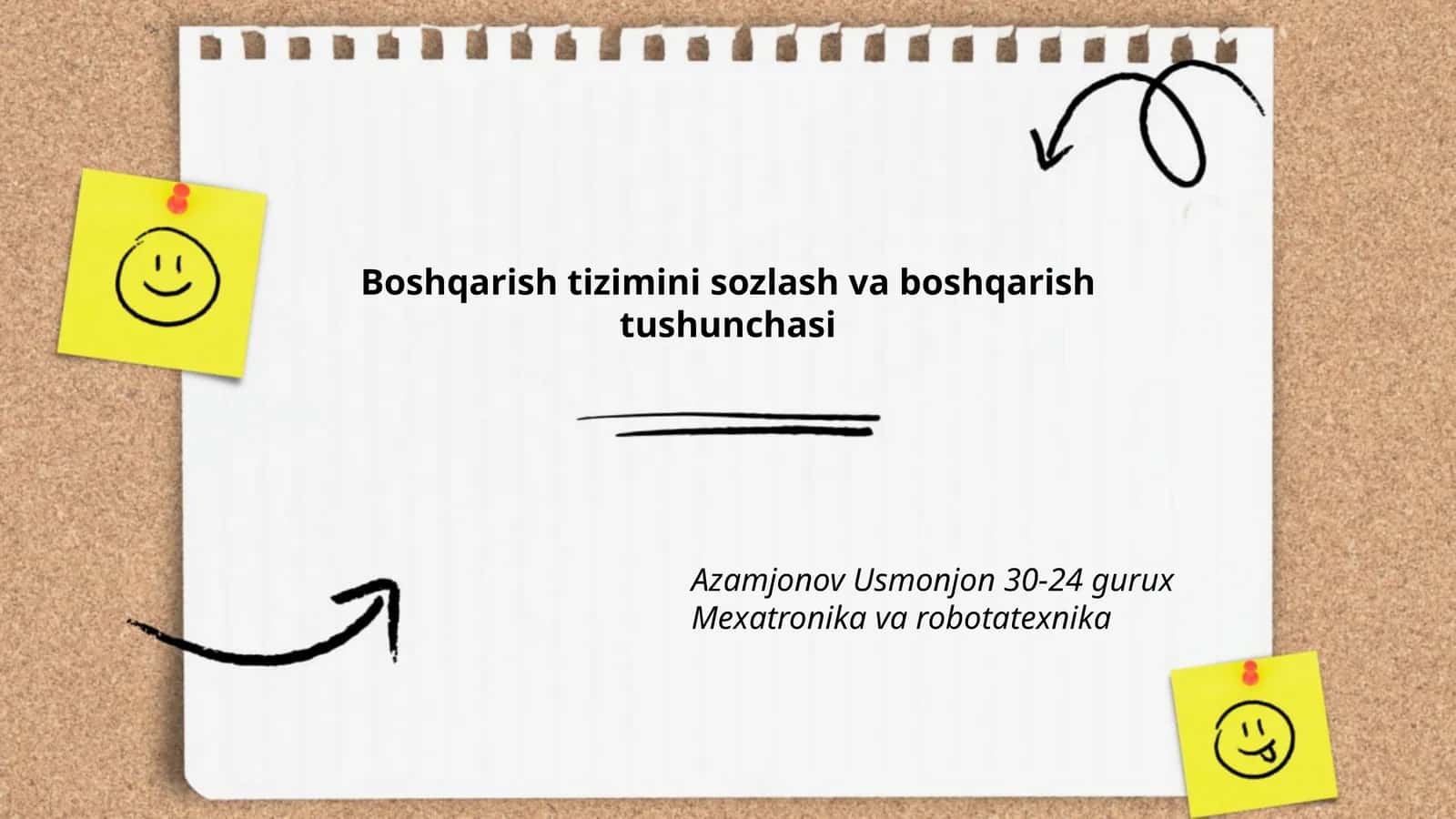 Boshqarish tizimini sozlash va boshqarish tushunchasi
