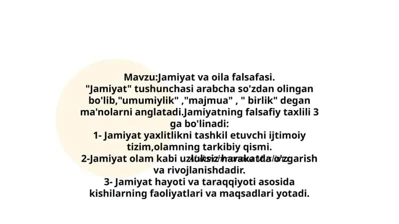 Jamiyat va oila falsafasi