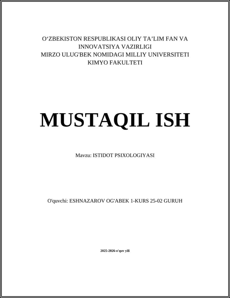 ISTIDOT PSIXOLOGIYASI