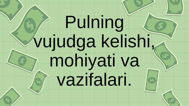 Pulning vujudga kelishi, mohiyati va vazifalari
