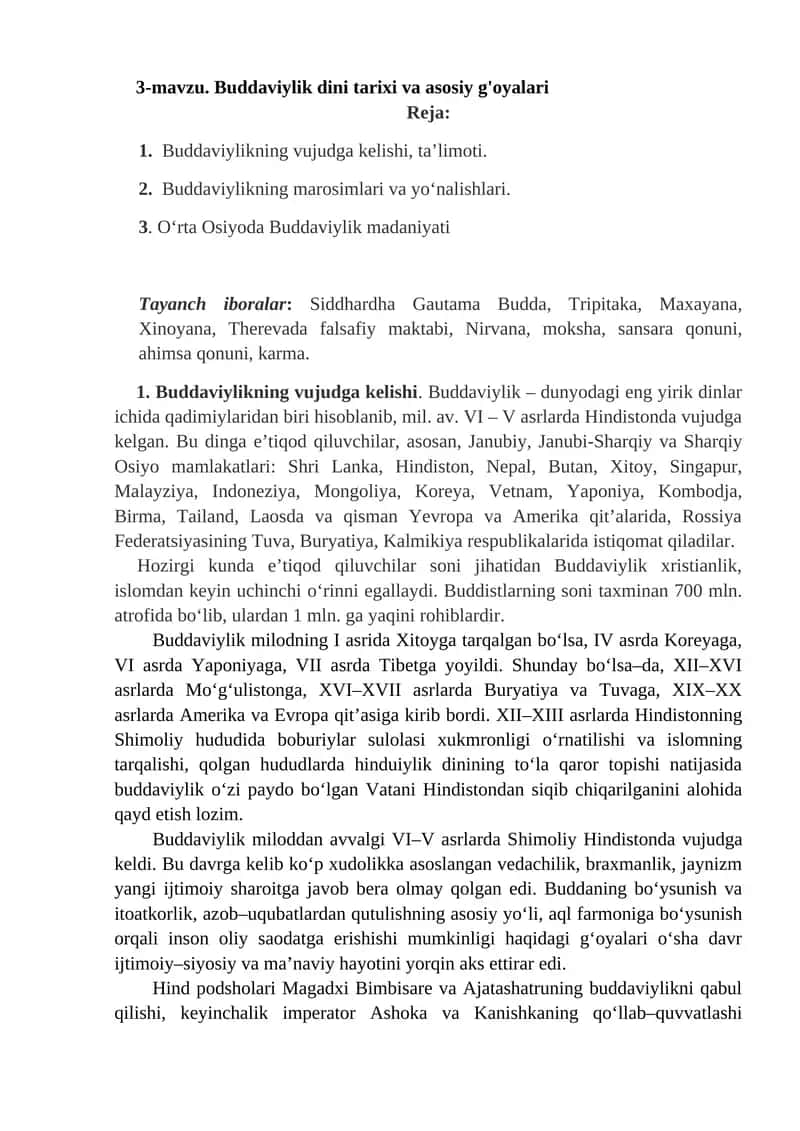 Buddaviylik dini taʼlimoti taqdimot ishi
