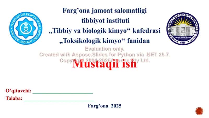 8. Decis va karate. Toksikologik ahamiyati, izolyatsiyasi, sifat va miqdoriy tahlil. Taqdimot 13 bet.