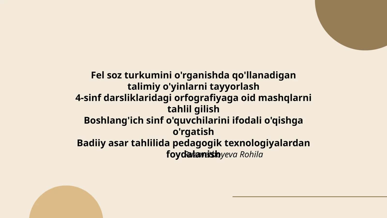 Fel soz turkumini o'rganishda qo'llanadigan talimiy o'yinlarni tayyorlash