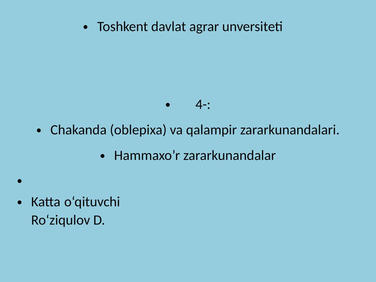 Chakanda (oblepixa) va qalampir zararkunandalari