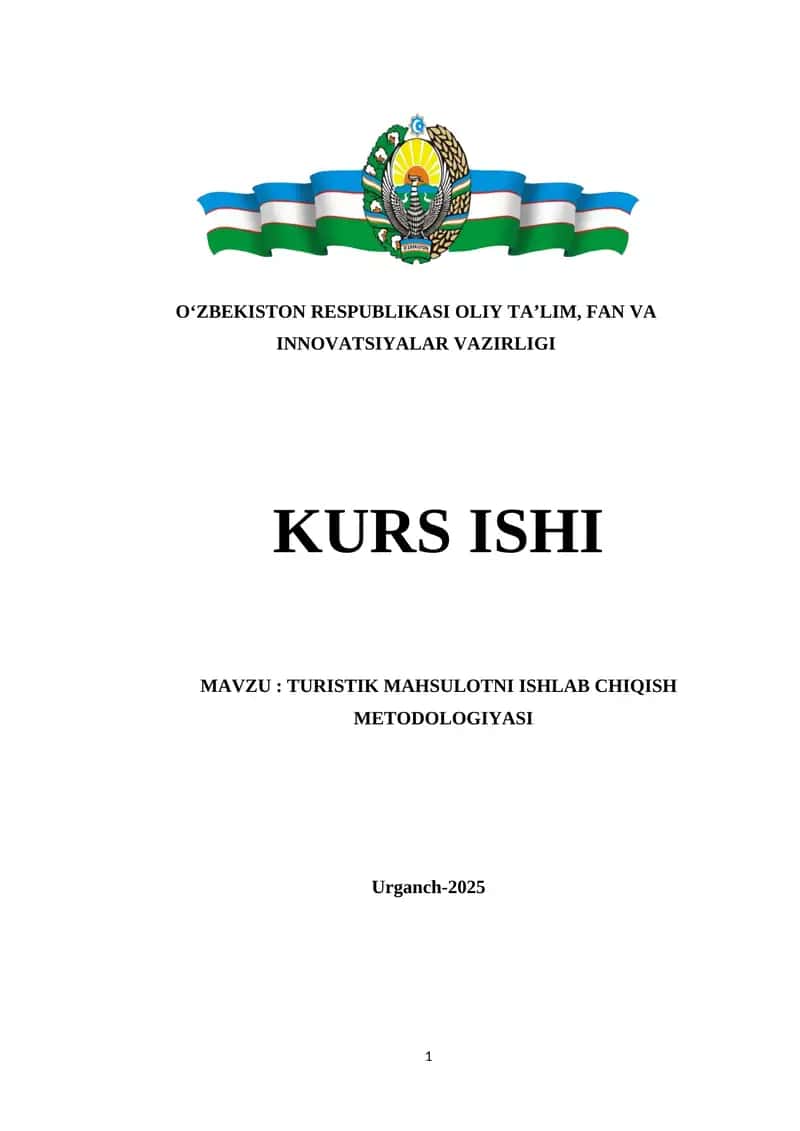 Turistik mahsulotni ishlab chiqish metodologiyasi