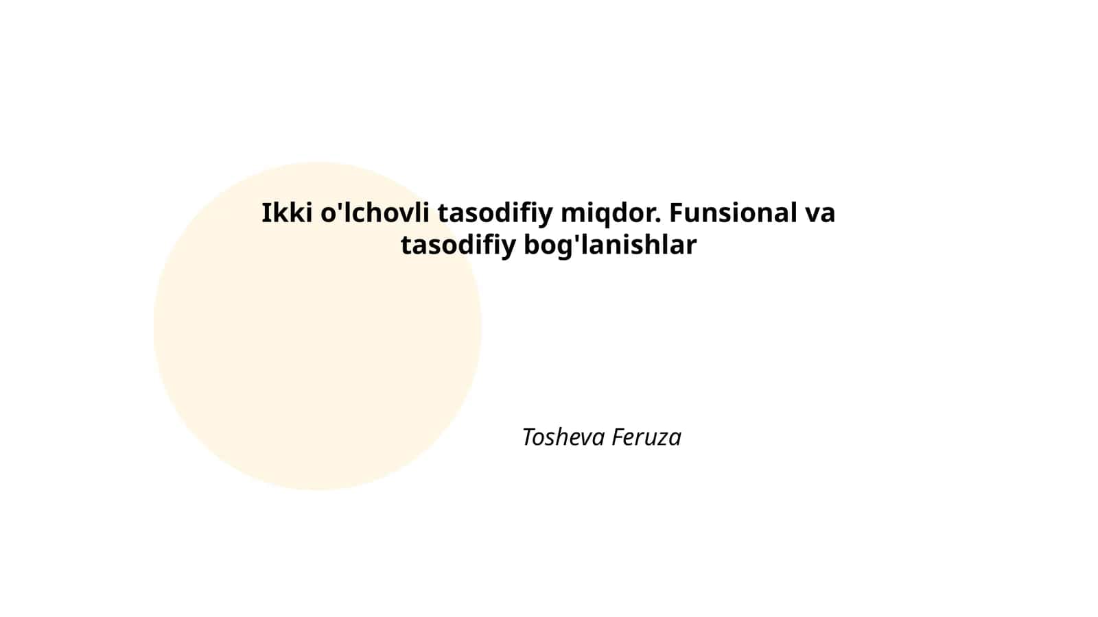 Ikki o'lchovli tasodifiy miqdorlar nazariyasi