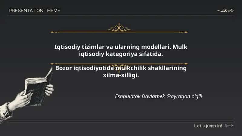 Iqtisodiy tizimlar va ularning modellari