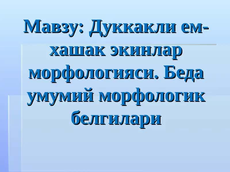 Дуккакли ем-хашак экинлар морфологияси. Беда умумий морфологик белгилари