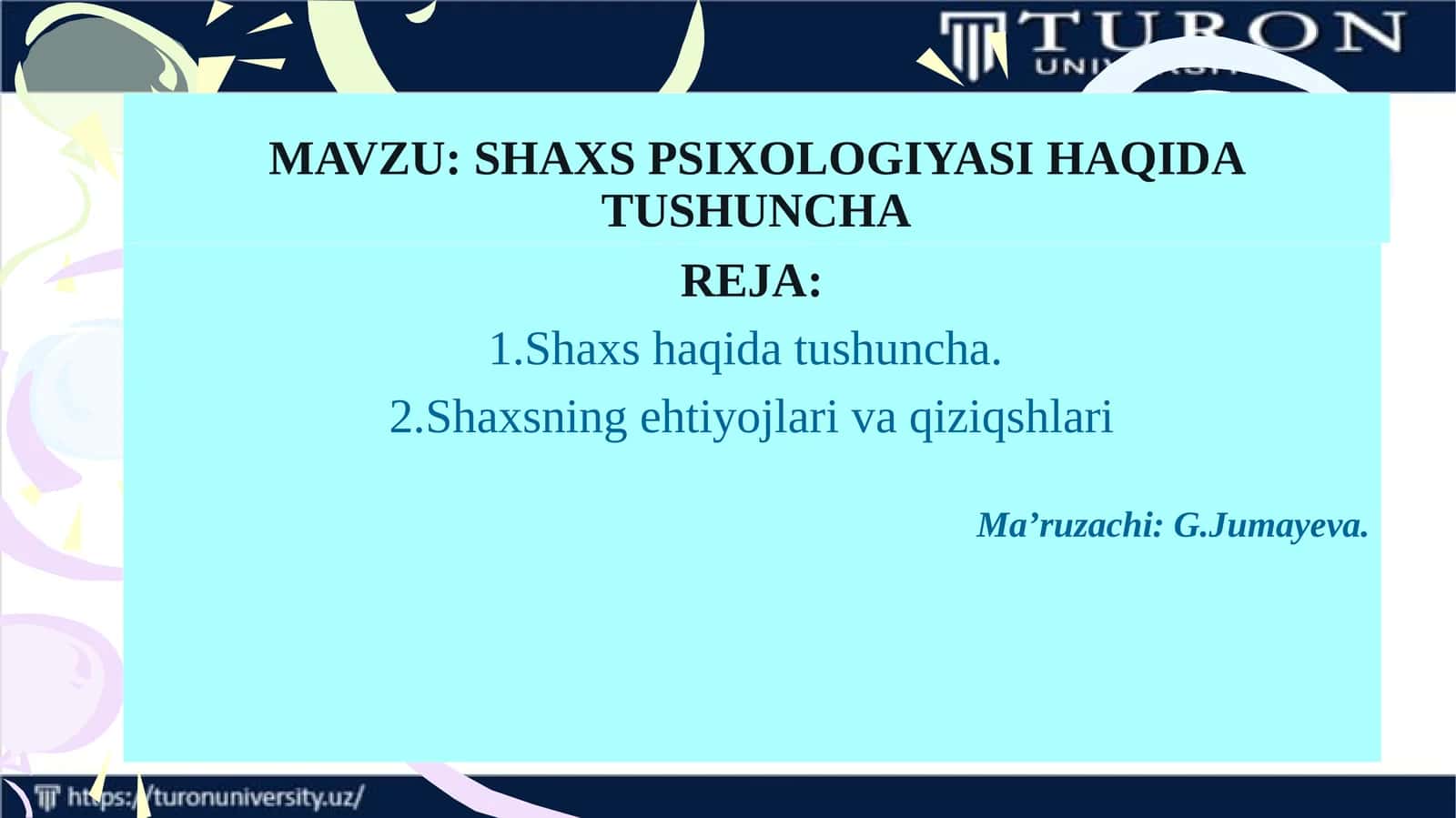 SHAXS PSIXOLOGIYASI HAQIDA TUSHUNCHA