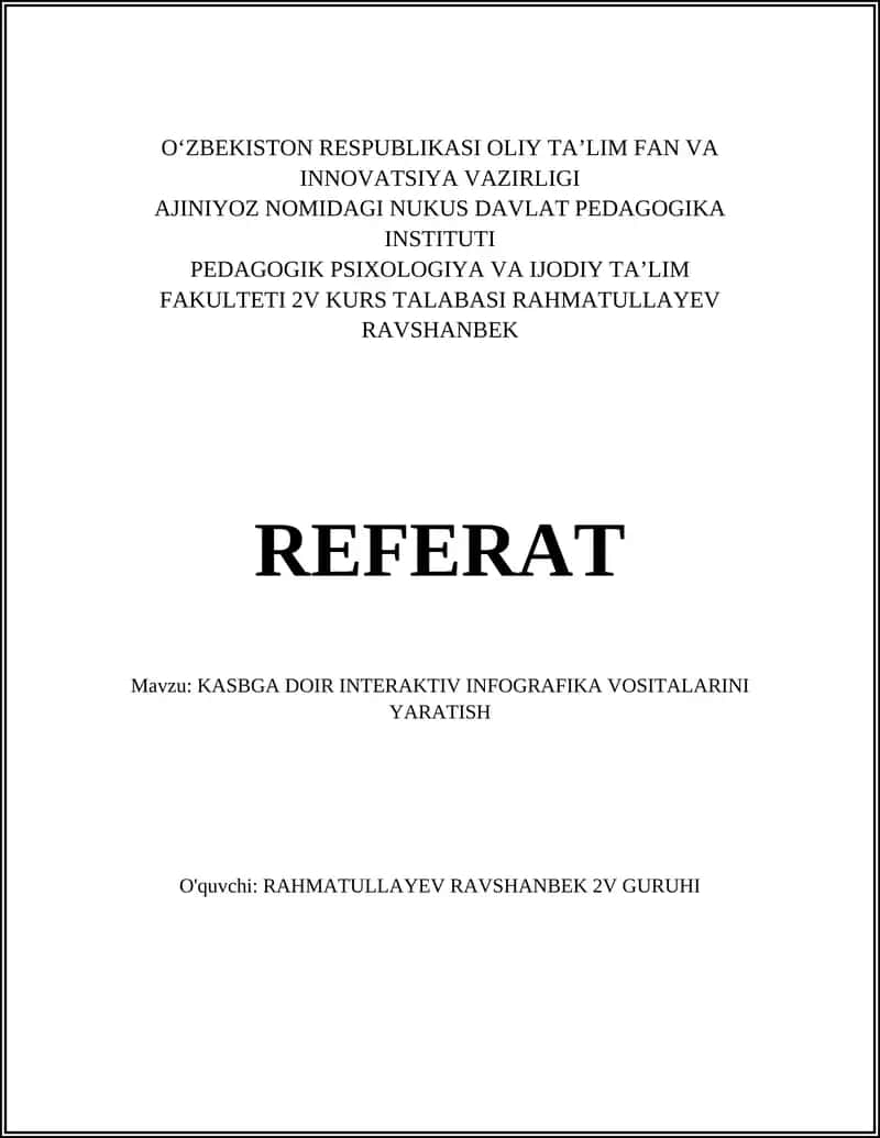 Kasbga Doir Interaktiv Infografika Vositalarini Yaratish