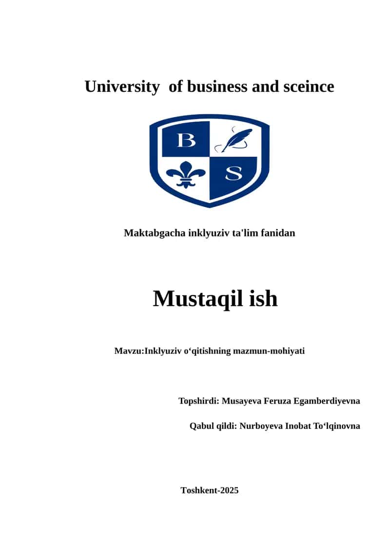 Inklyuziv o‘qitishning mazmun—mohiyati