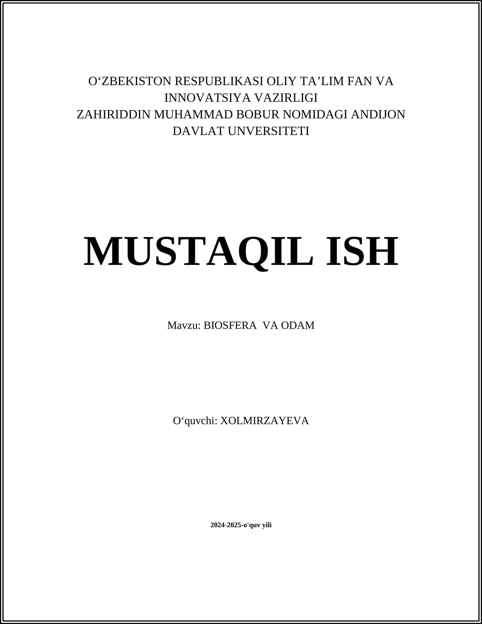 BIOSFERA VA ODAM