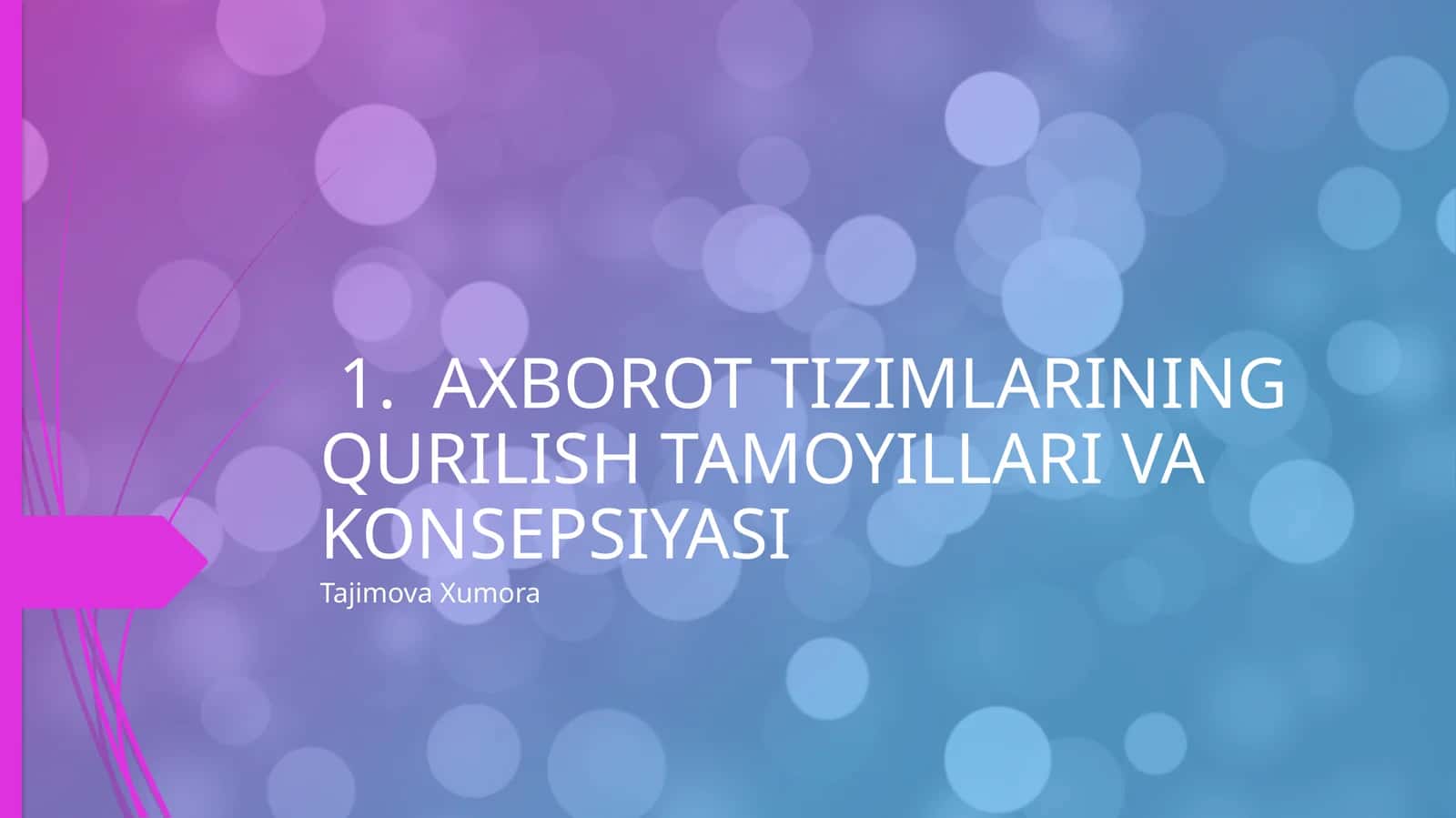AXBOROT TIZIMLARINING QURILISH TAMOYILLARI VA KONSEPSIYASI